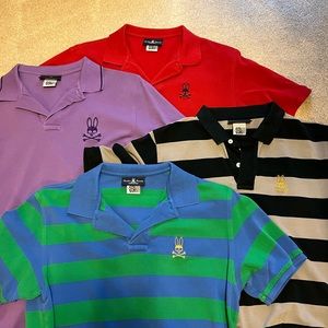 Psycho Bunny Lot of 4 size 7 polo shirts